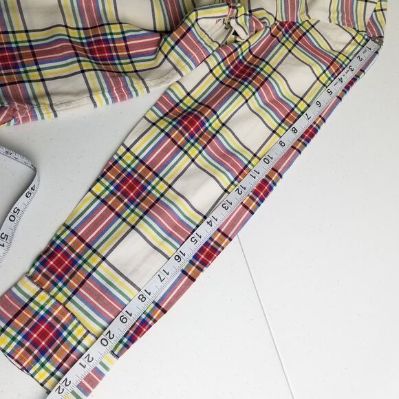 Talbots Petites White Red / Pink Yellow Paid Button Down Size MP - Picture 4 of 7